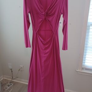 "RASPBERRY TART" By Old Navy. Maxi Length & Flare Twist Front Cutout Dress.